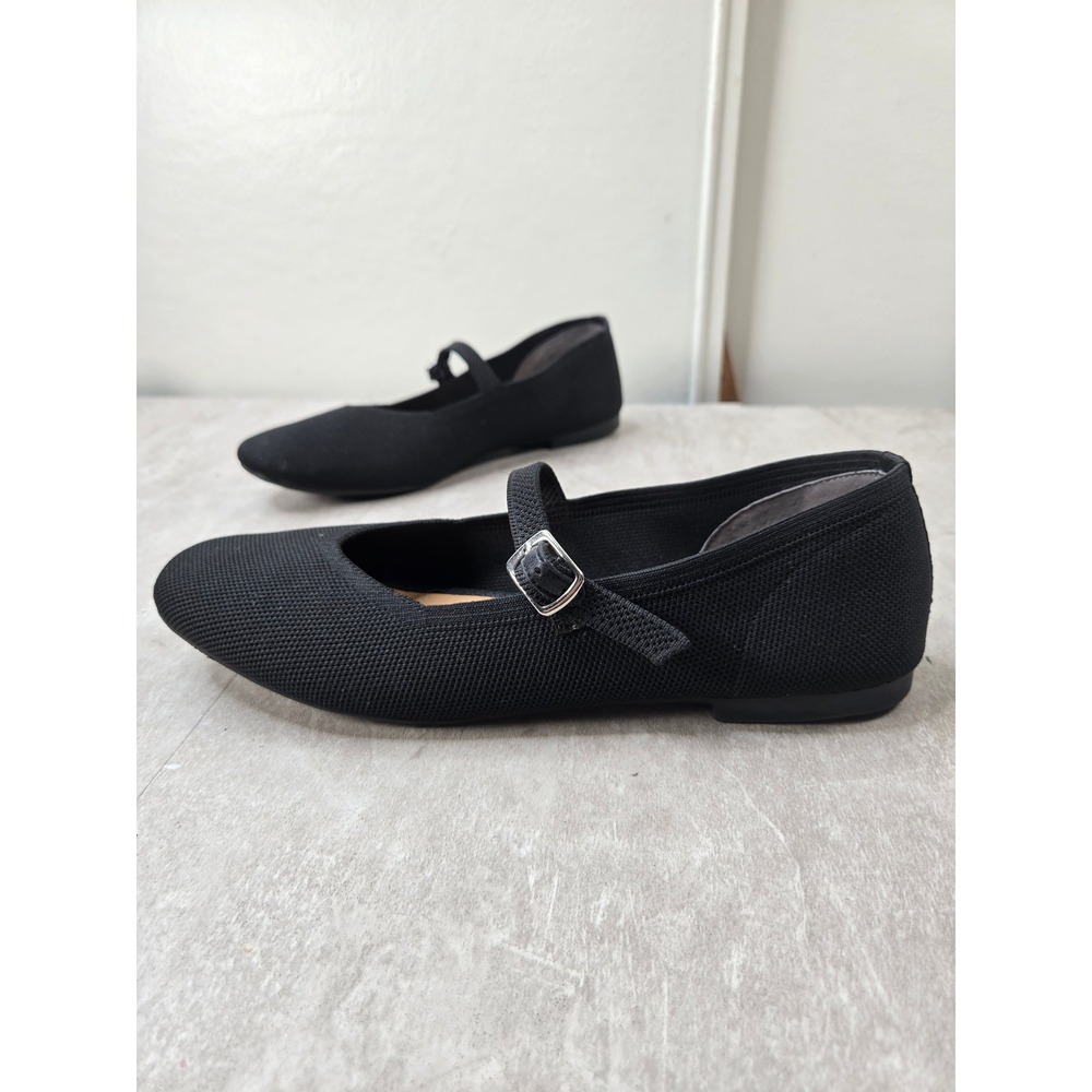 Kelly & Katie Mary Jane Ballet Flats Sz 9.5 Black Knit Comfort Ballerina Shoes